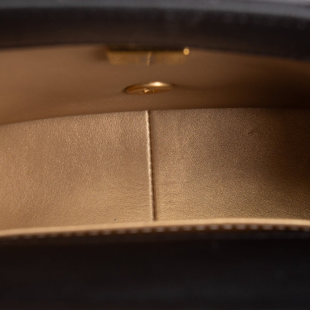 CH Pearl Logo Lambskin Flap Bag - Black