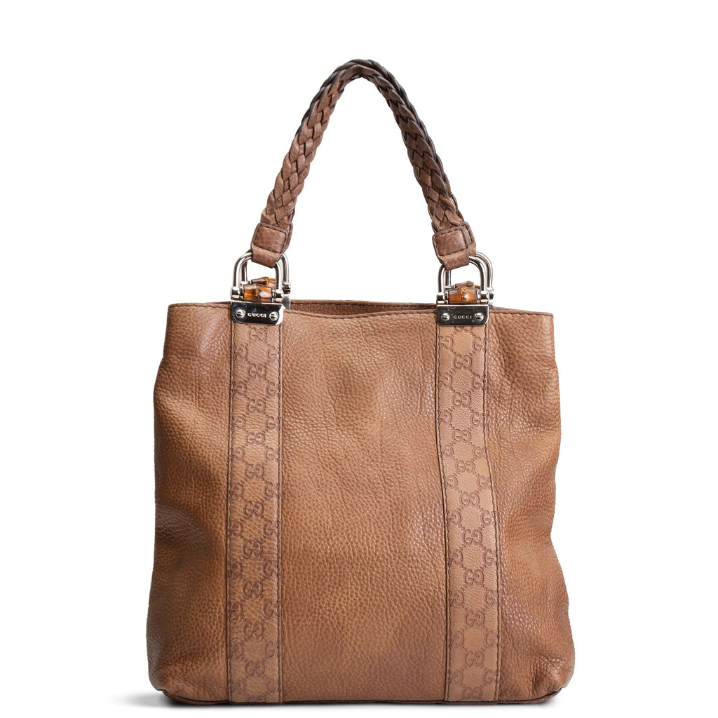 GU Guccissima Bamboo Leather Handbag- Brown OUTLET FINAL SALE