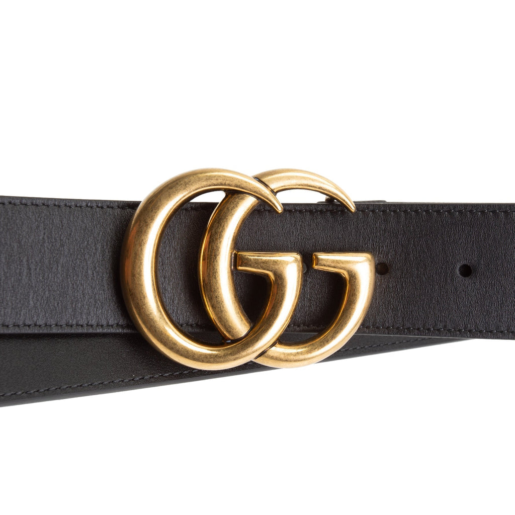 GU GG Marmont Wide Belt - Black