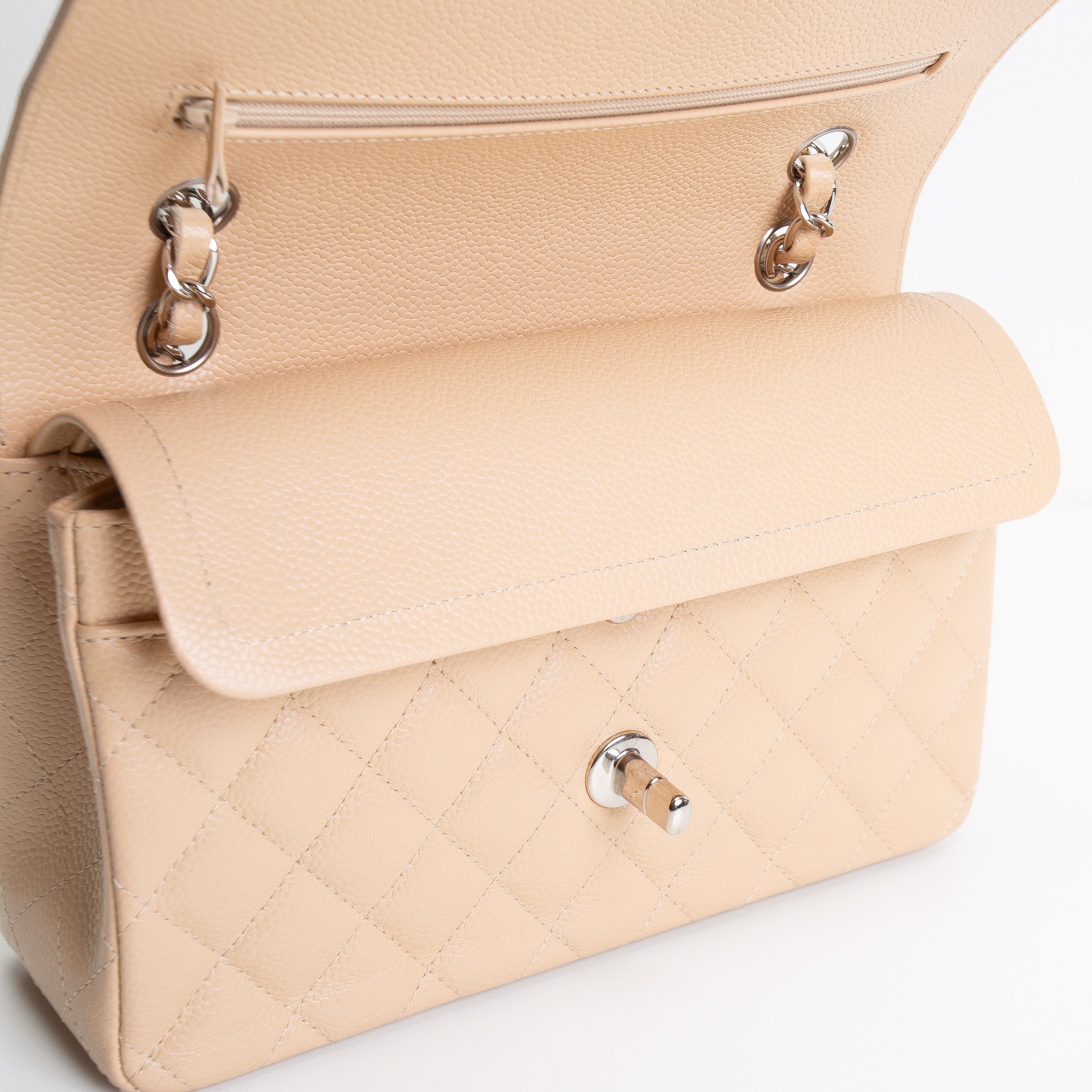 CH Classic Caviar Double Flap Small - Nude