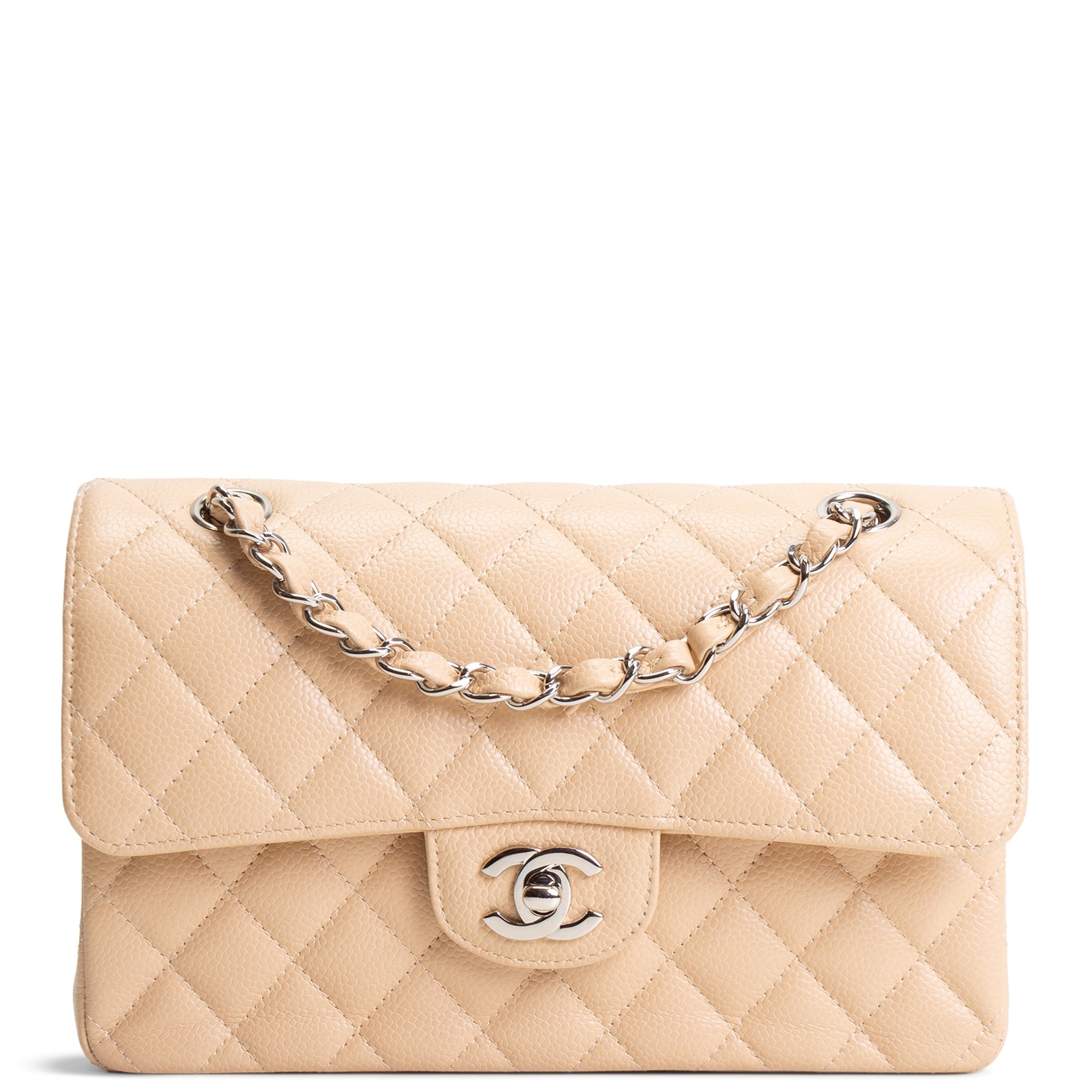 CH Classic Caviar Double Flap Small - Nude