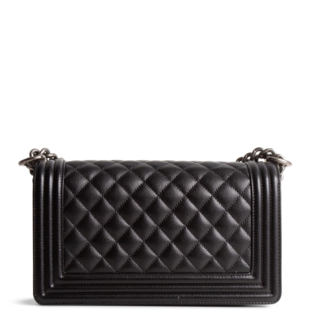 CH Boy Bag Medium Quilted Caviar - Black