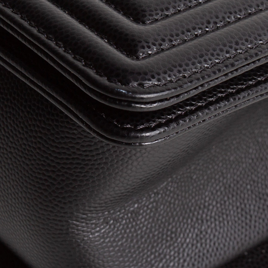 CH Boy Bag Medium Quilted Caviar - Black