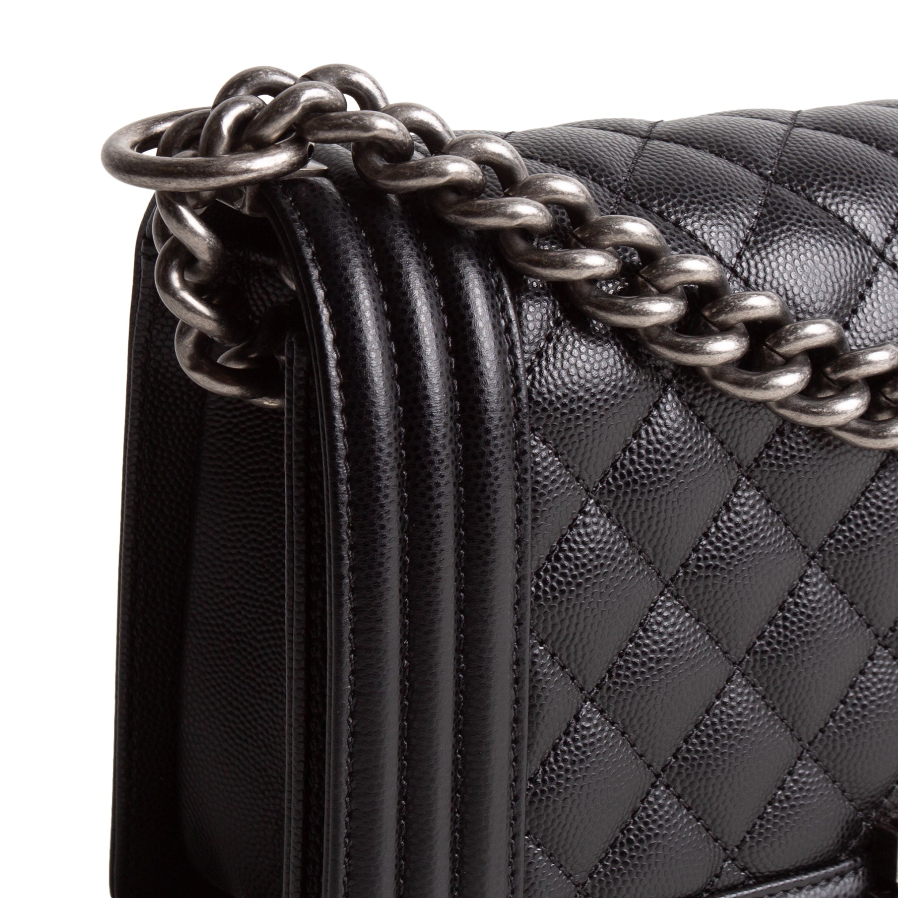 CH Boy Bag Medium Quilted Caviar - Black