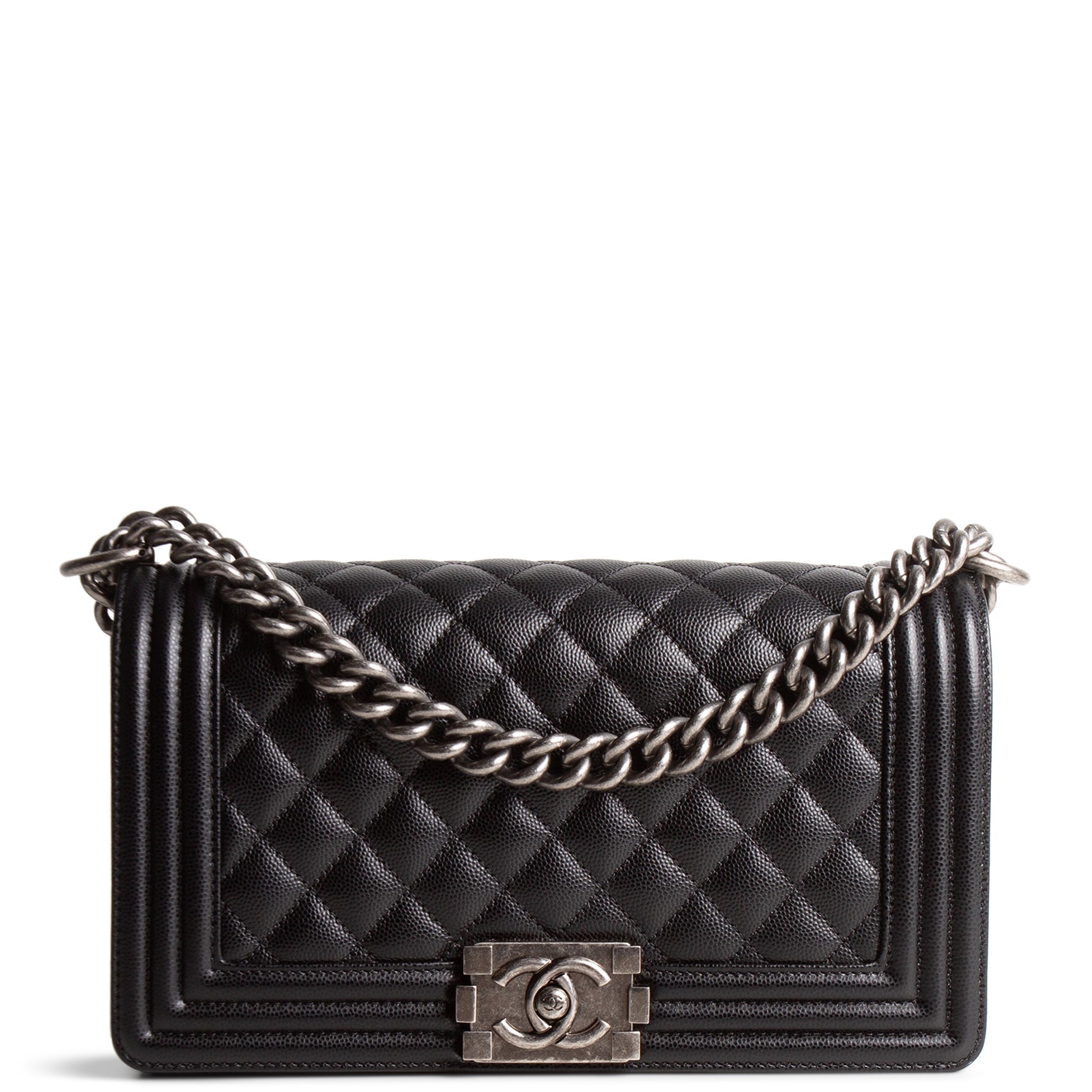 CH Boy Bag Medium Quilted Caviar - Black