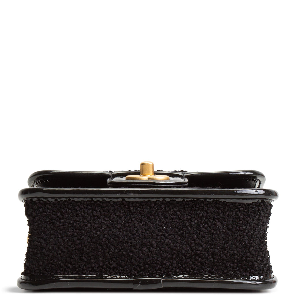 CH Tweed Top Handle School Memory Flap Bag - Black