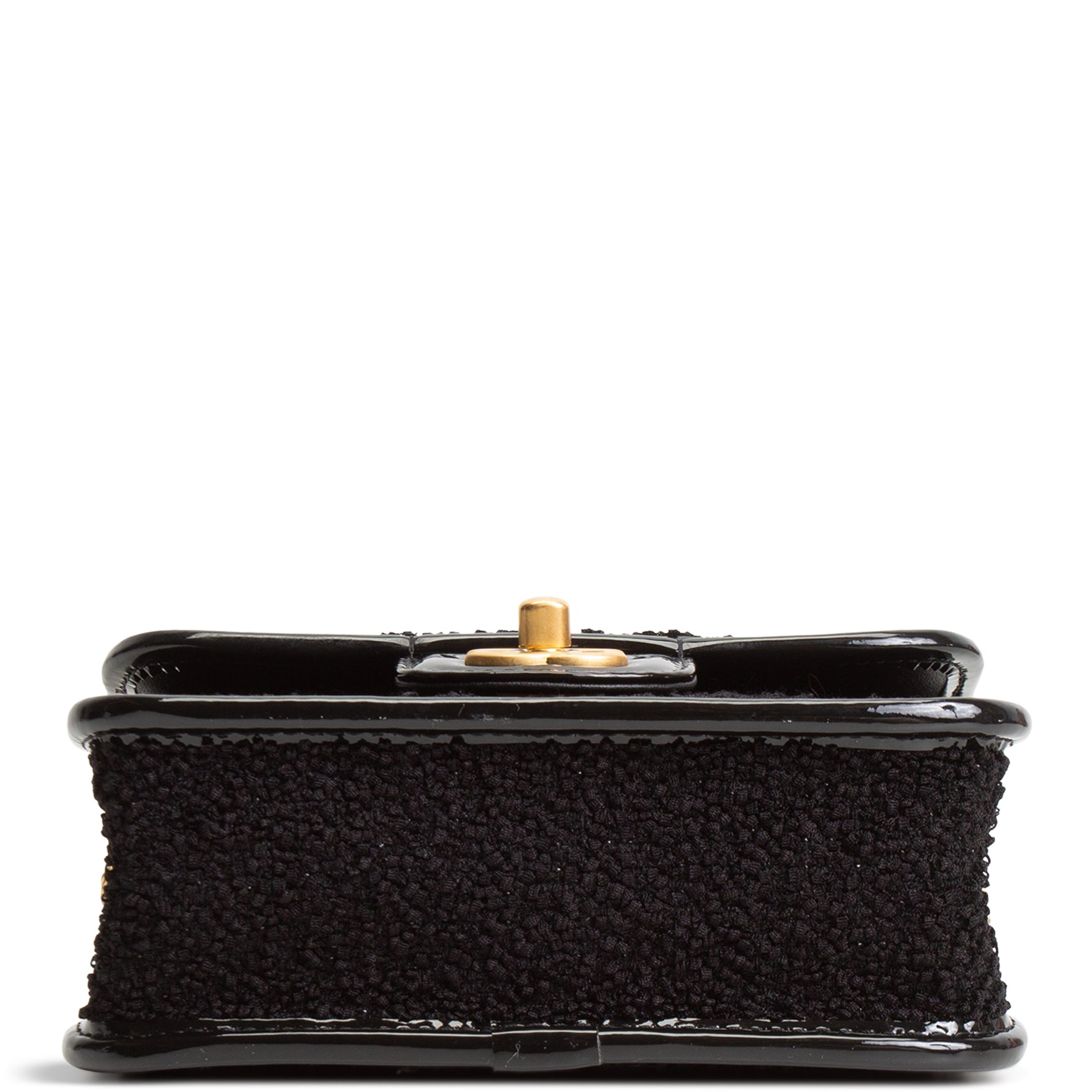 CH Tweed Top Handle School Memory Flap Bag - Black