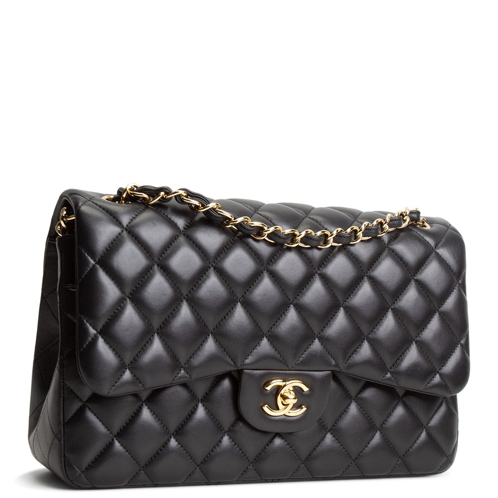 CH Lambskin Jumbo Double Flap - Black
