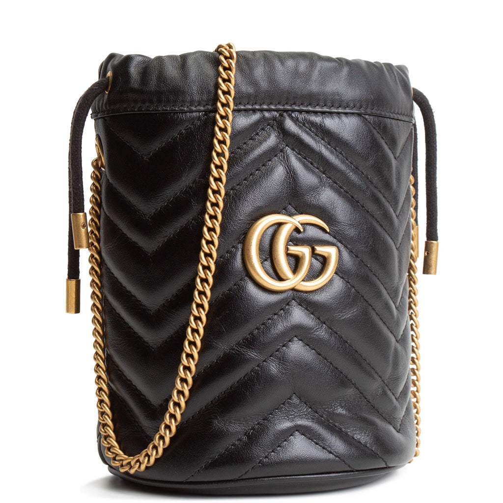 GU GG Marmont Small Bucket Bag - Black