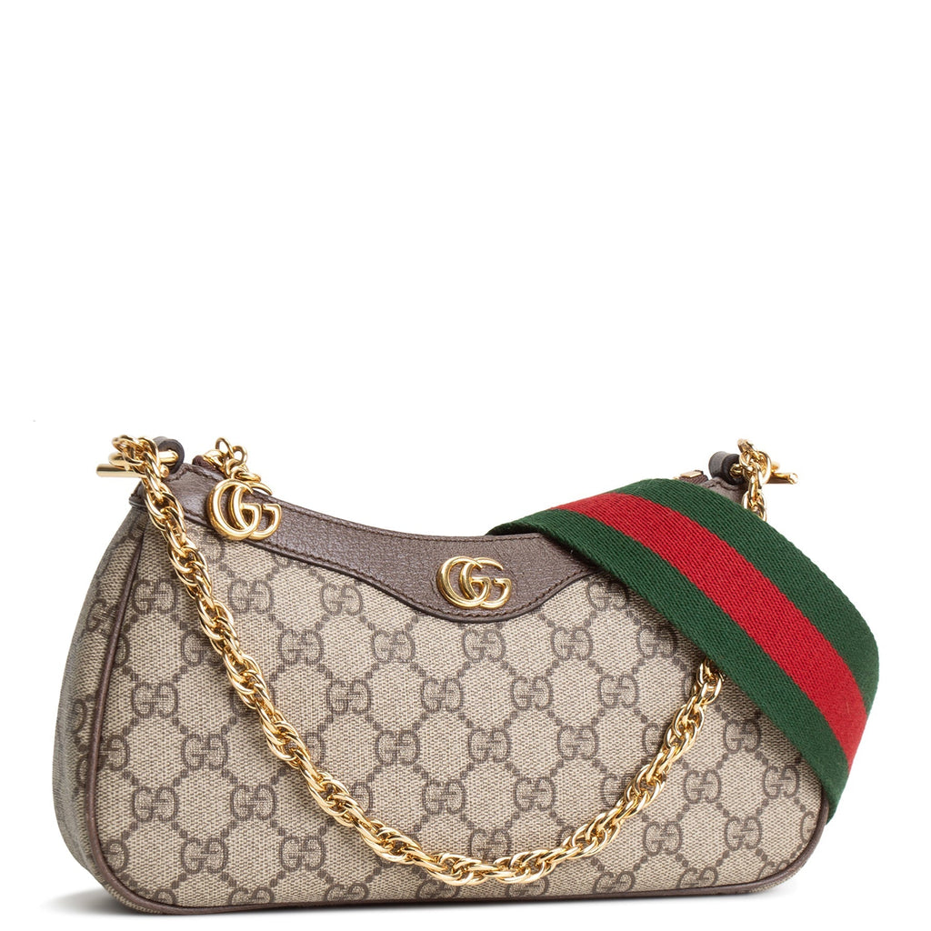 GU GG Supreme Ophidia Small Shoulder Bag - Beige & Ebony