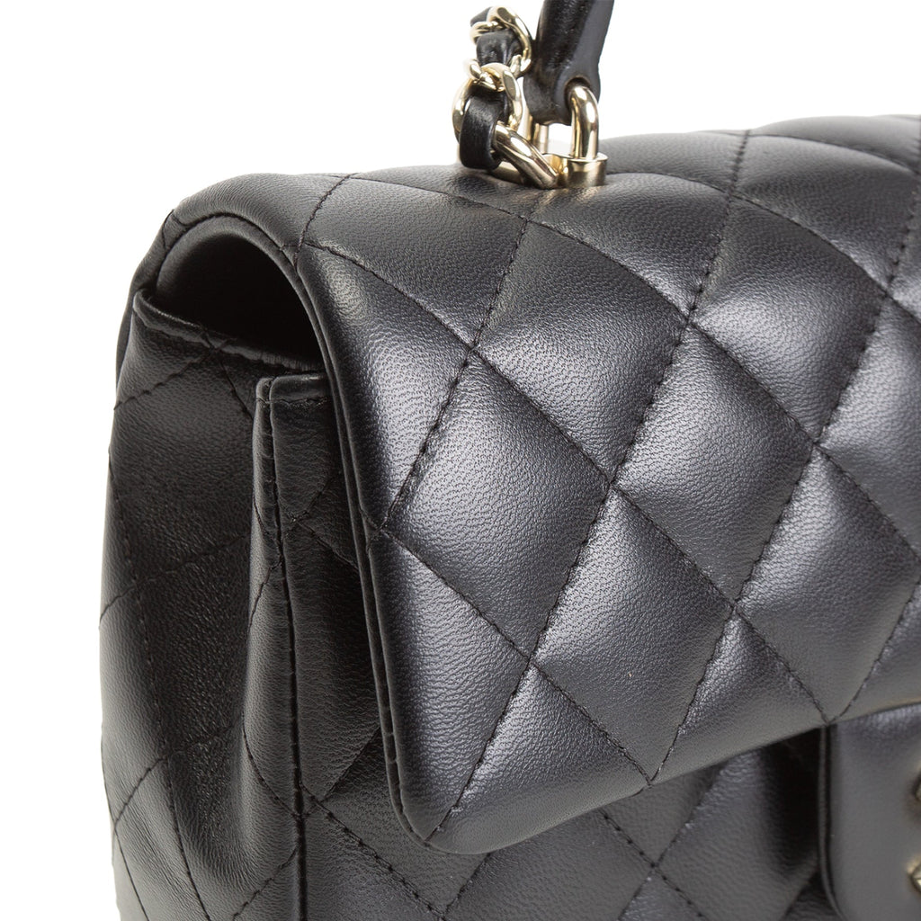 CH Quilted Lambskin Rectangular Flap Top Handle Mini - Black