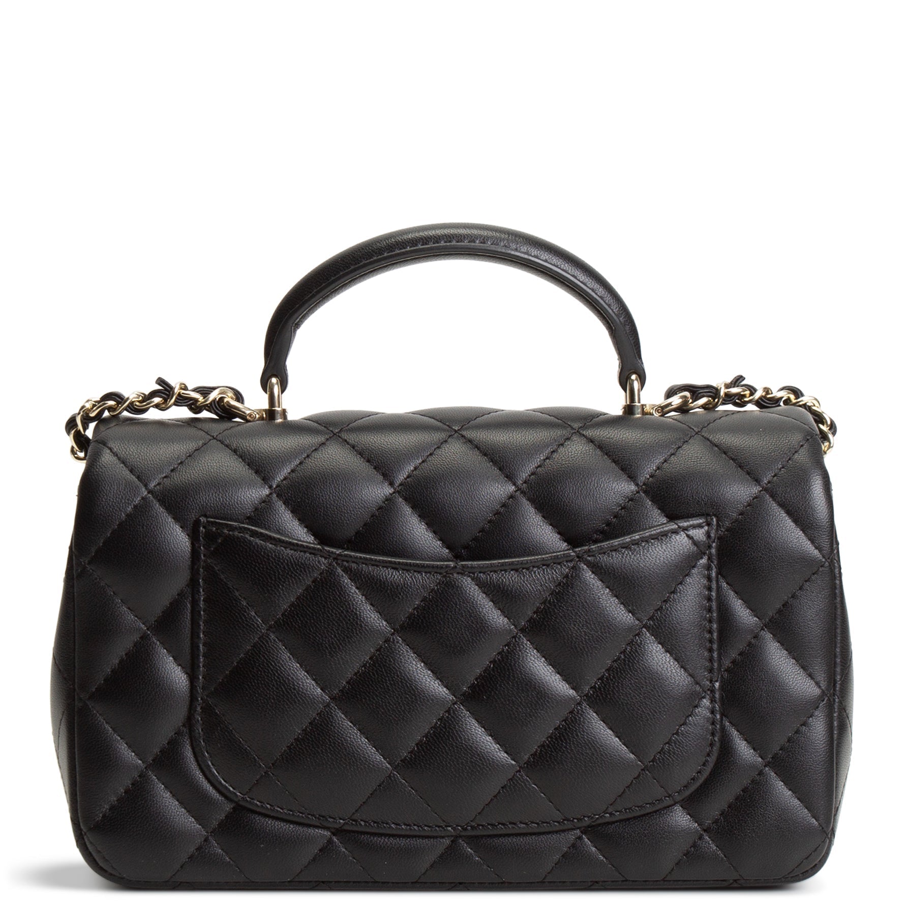 CH Quilted Lambskin Rectangular Flap Top Handle Mini - Black