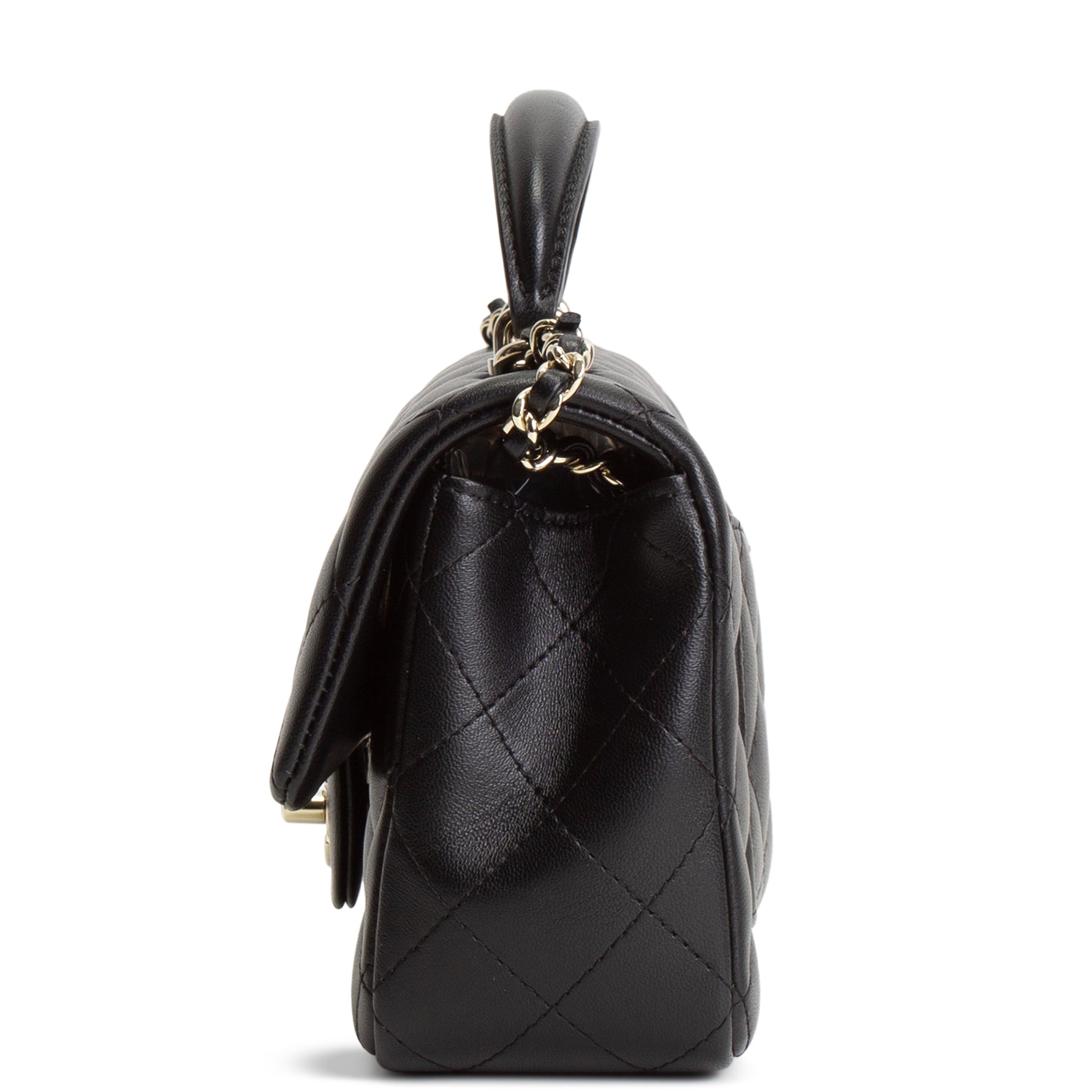 CH Quilted Lambskin Rectangular Flap Top Handle Mini - Black