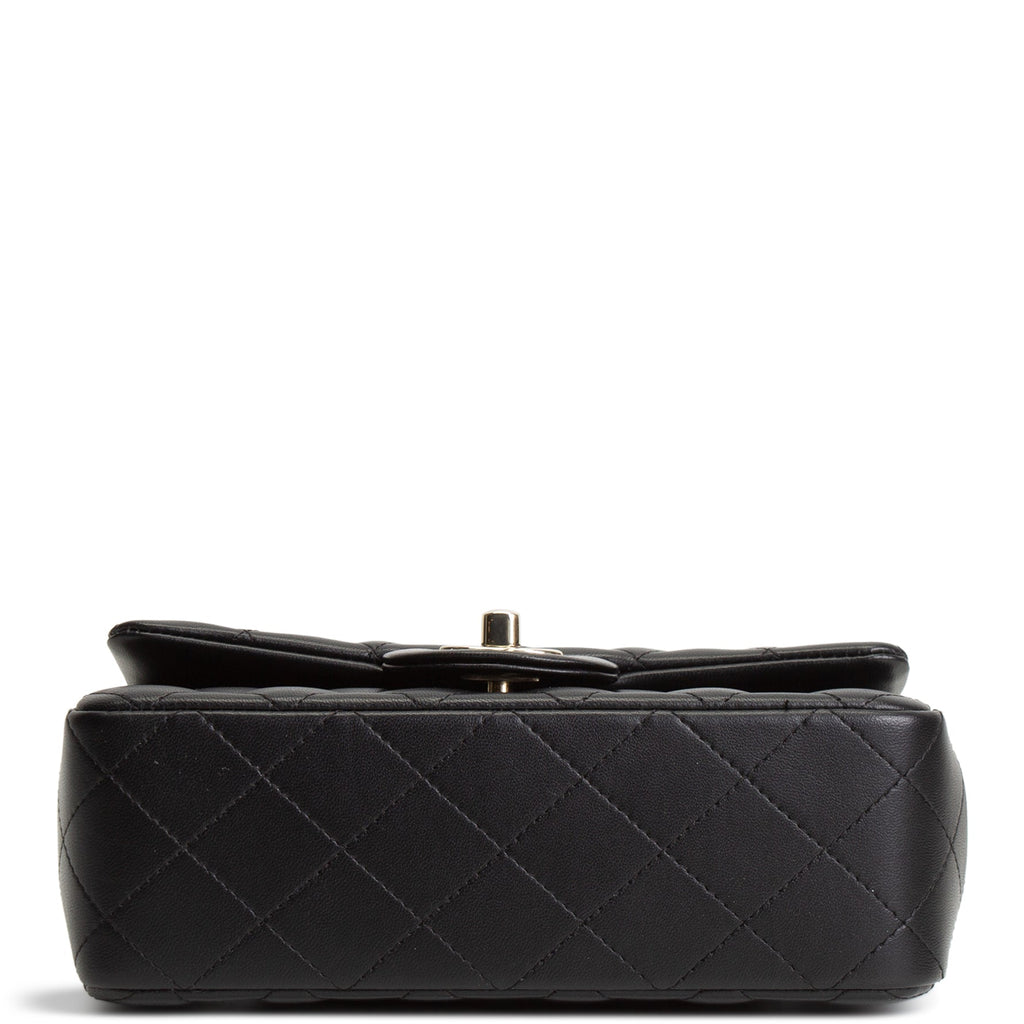 CH Quilted Lambskin Rectangular Flap Top Handle Mini - Black