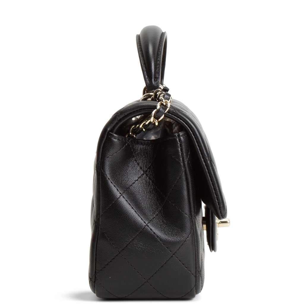 CH Quilted Lambskin Rectangular Flap Top Handle Mini - Black