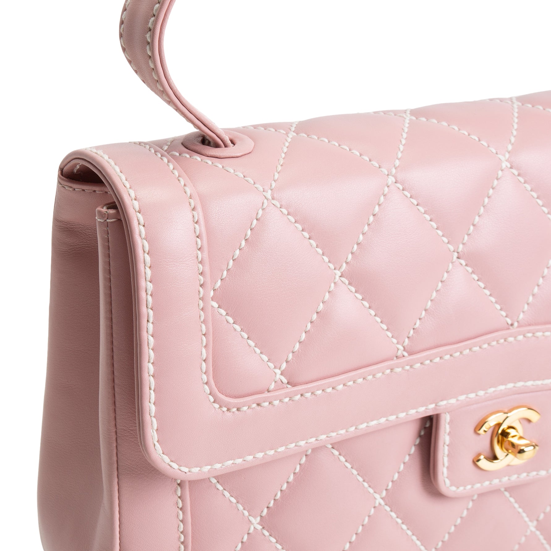 CH Vintage Surpique Wild Stitch Quilted Top Handle Bag - Pink