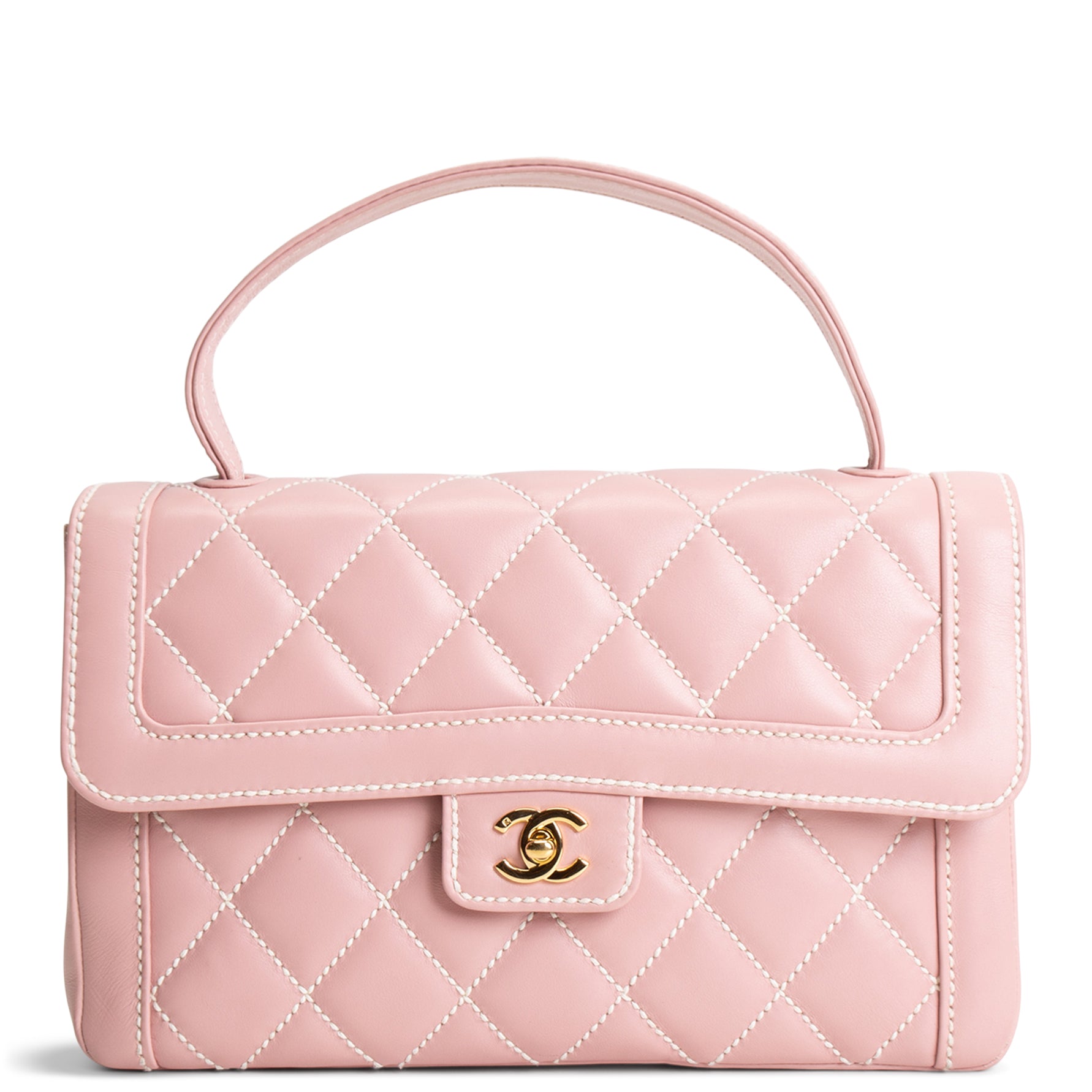 CH Vintage Surpique Wild Stitch Quilted Top Handle Bag - Pink