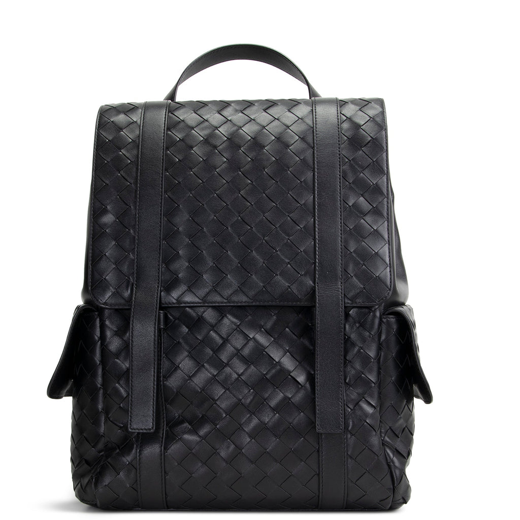 BT VENETA Leather Intrecciato Back To School Backpack - Black