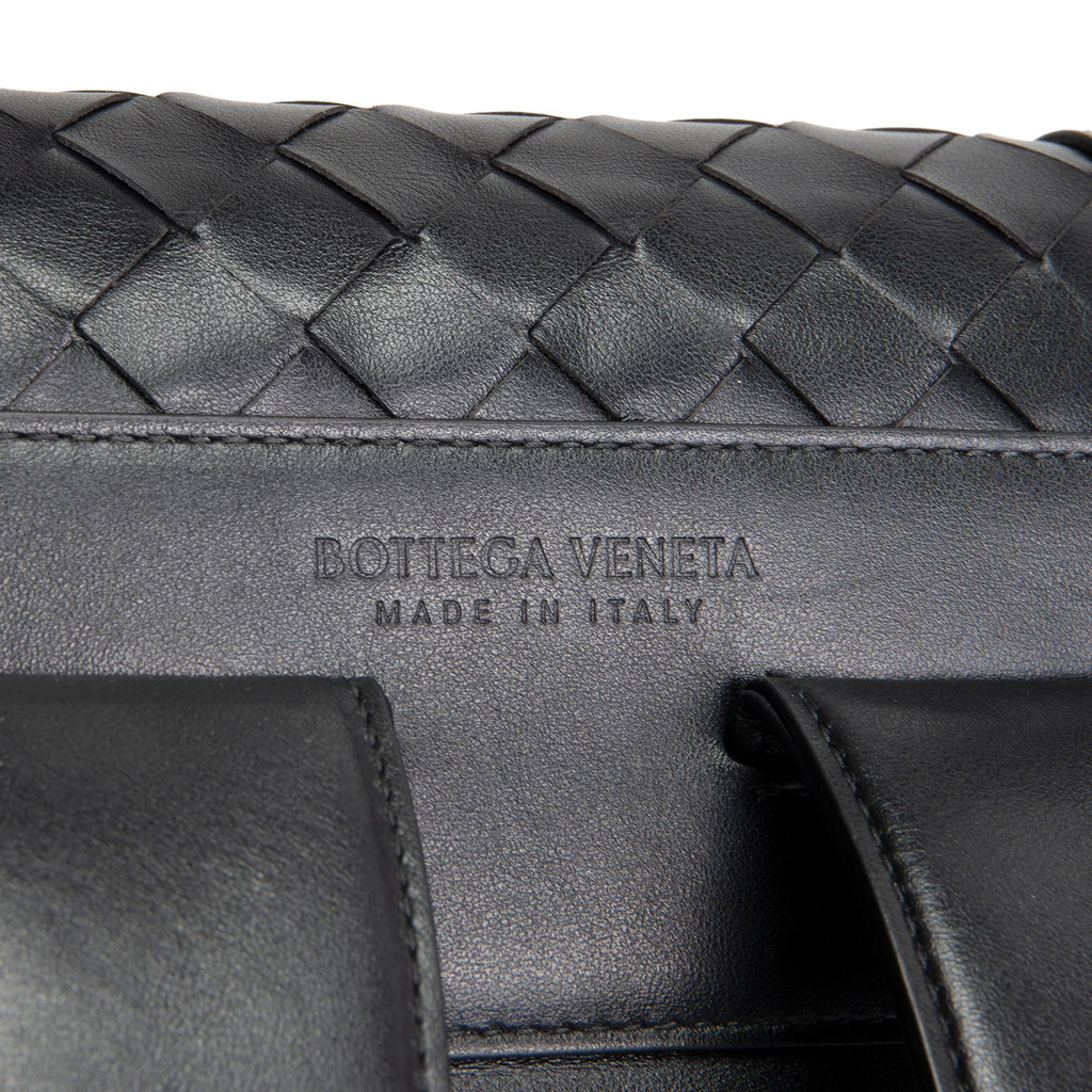 BT VENETA Leather Intrecciato Back To School Backpack - Black