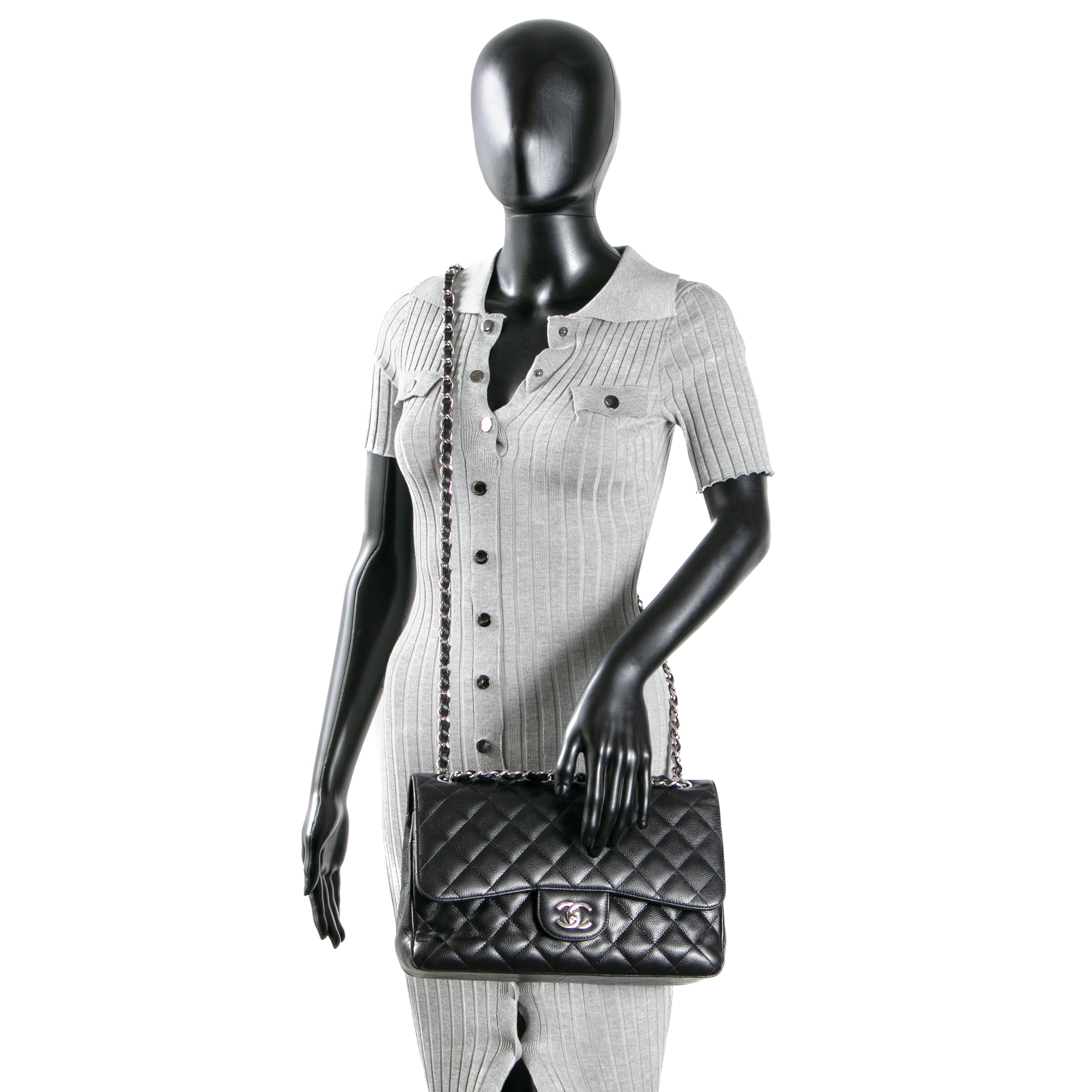CH Caviar Classic Jumbo Double Flap - Black