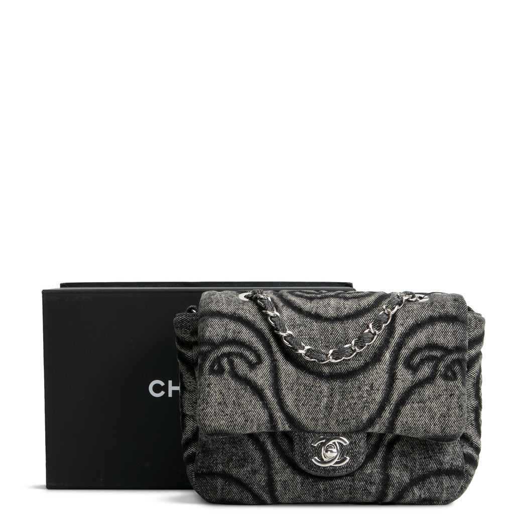CH CC Denim Wave Flap Bag - Gray