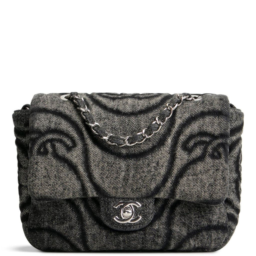 CH CC Denim Wave Flap Bag - Gray