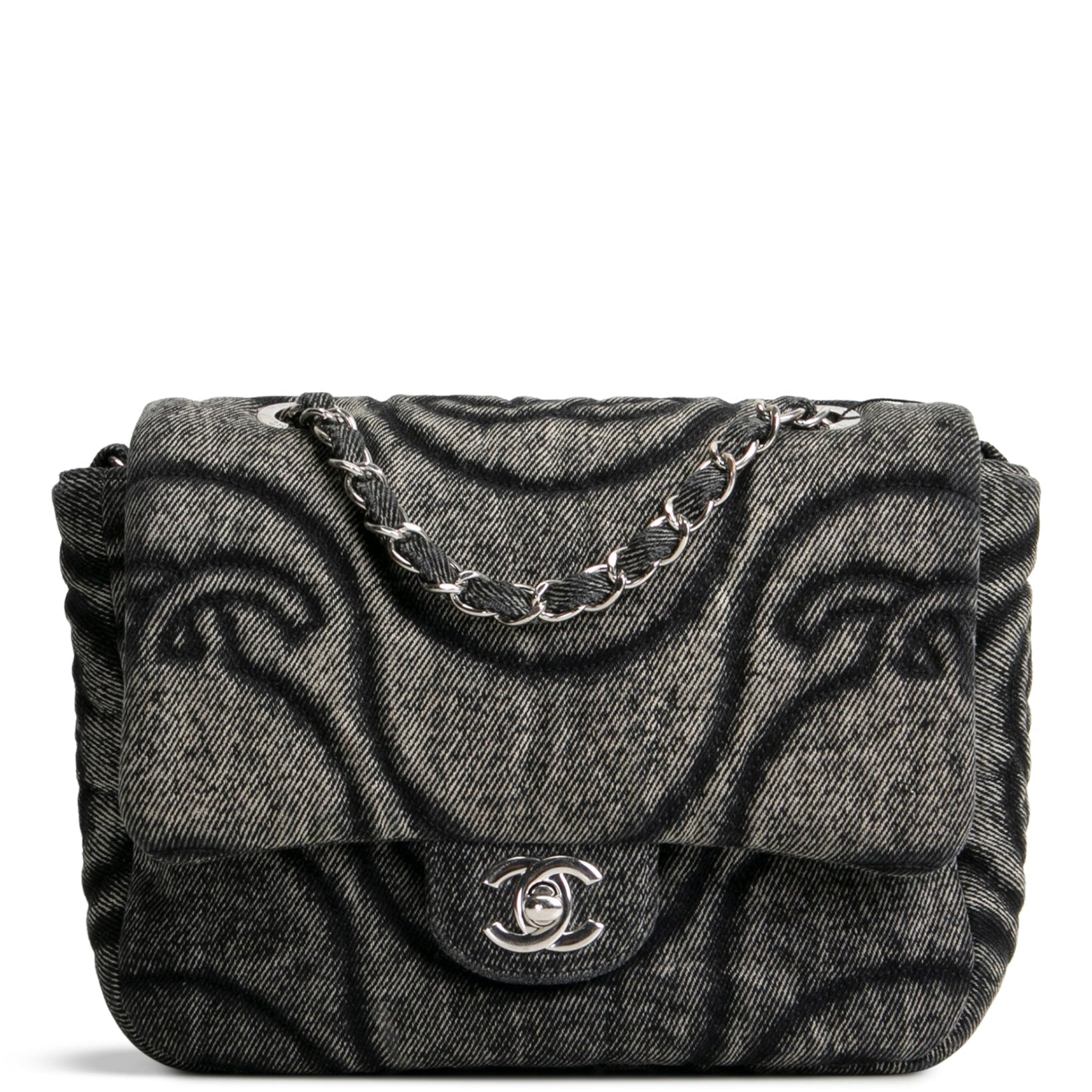 CH CC Denim Wave Flap Bag - Gray