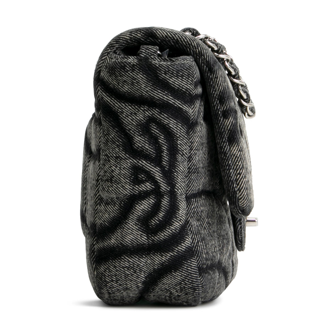 CH CC Denim Wave Flap Bag - Gray