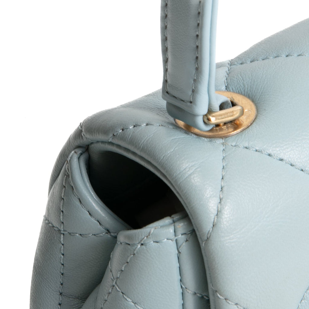 CH Lambskin Quilted Rectangular Mini Flap - Light Blue