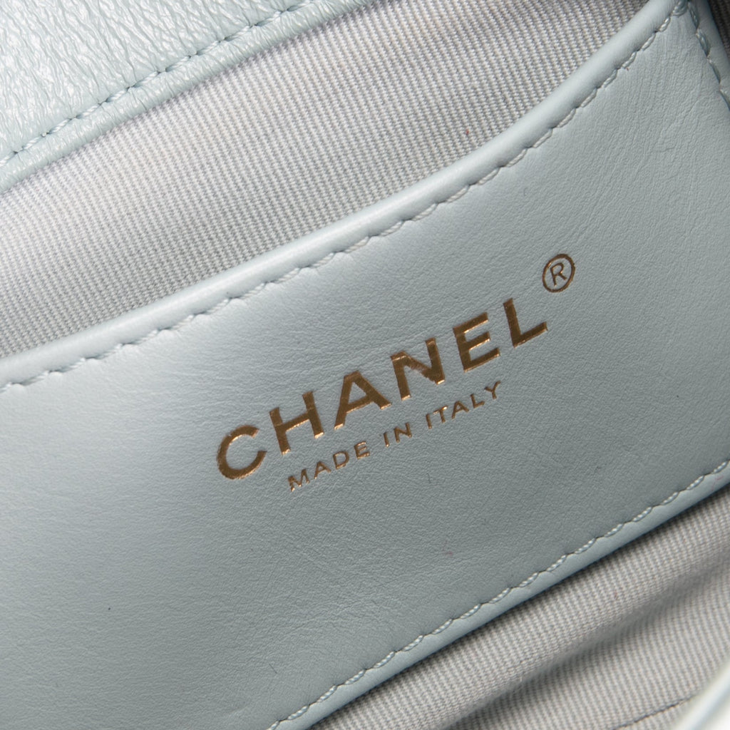 CH Lambskin Quilted Rectangular Mini Flap - Light Blue