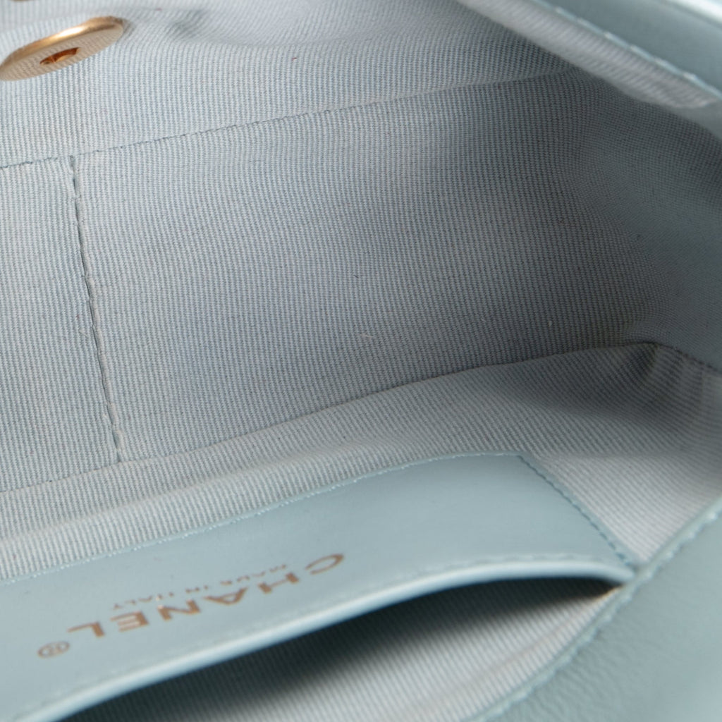 CH Lambskin Quilted Rectangular Mini Flap - Light Blue