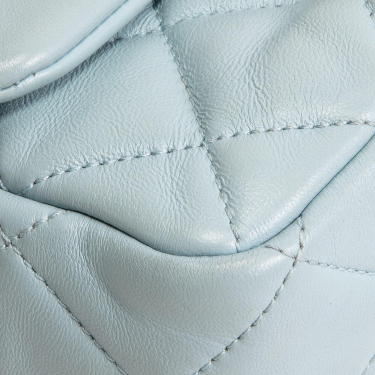 CH Lambskin Quilted Rectangular Mini Flap - Light Blue