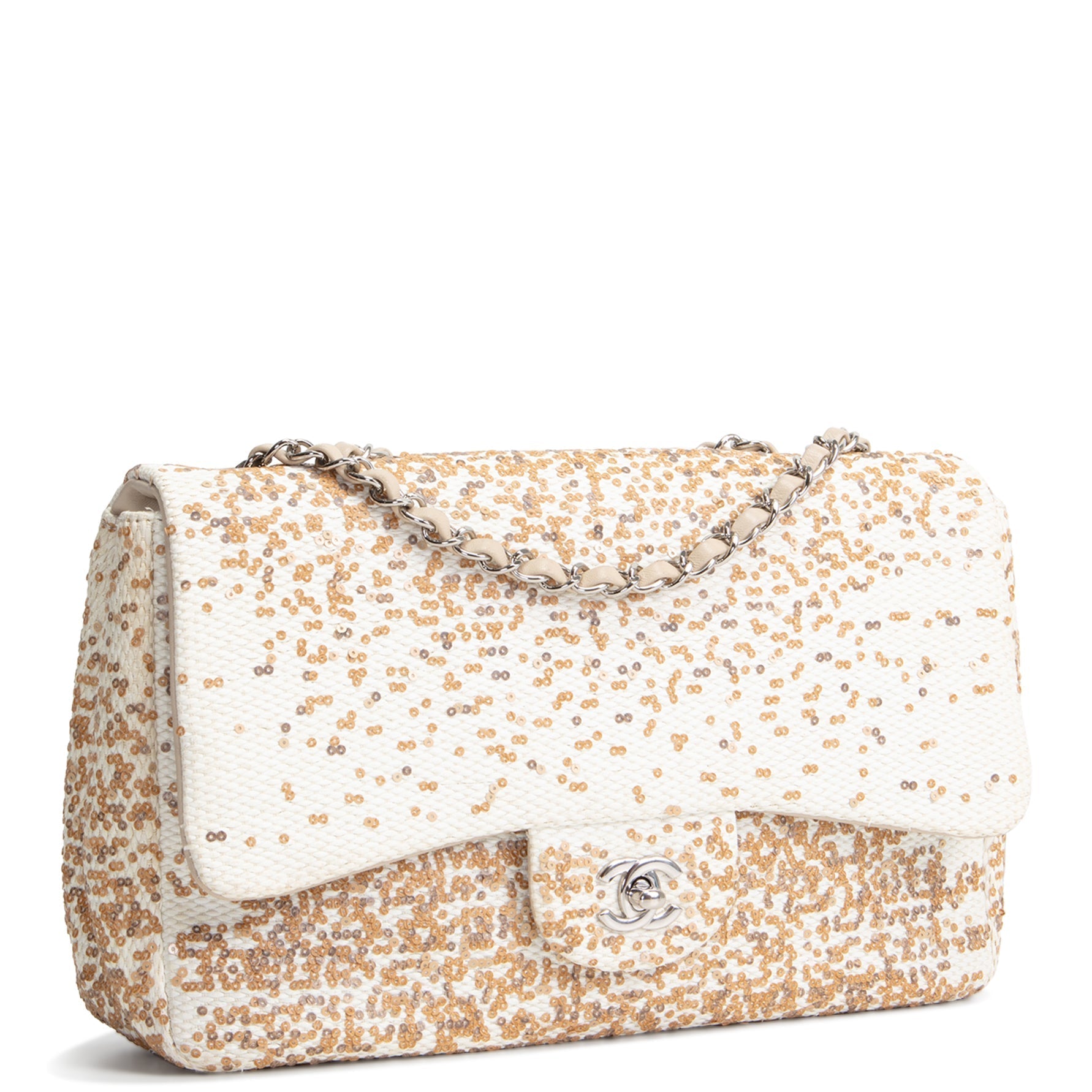 CH Sequins Flap Bag - Ivory