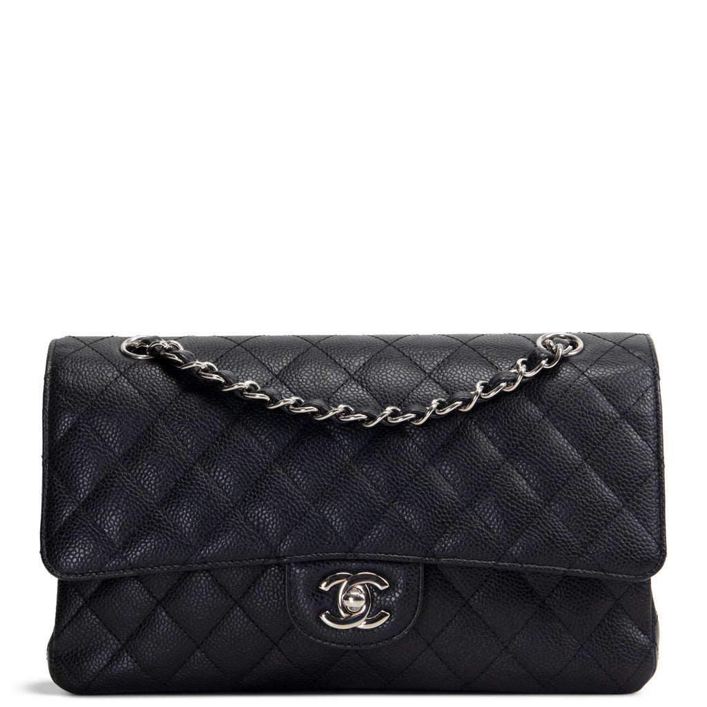 CH Classic Caviar Medium Double Flap - Black