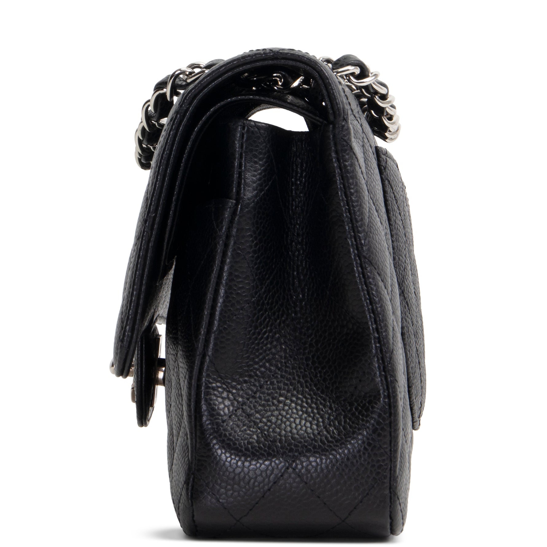 CH Classic Caviar Medium Double Flap - Black