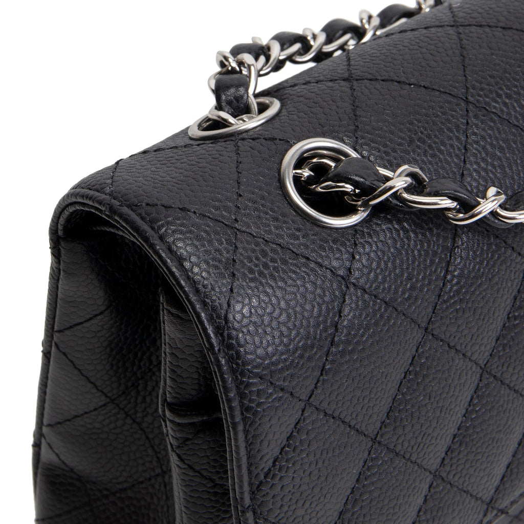 CH Classic Caviar Medium Double Flap - Black