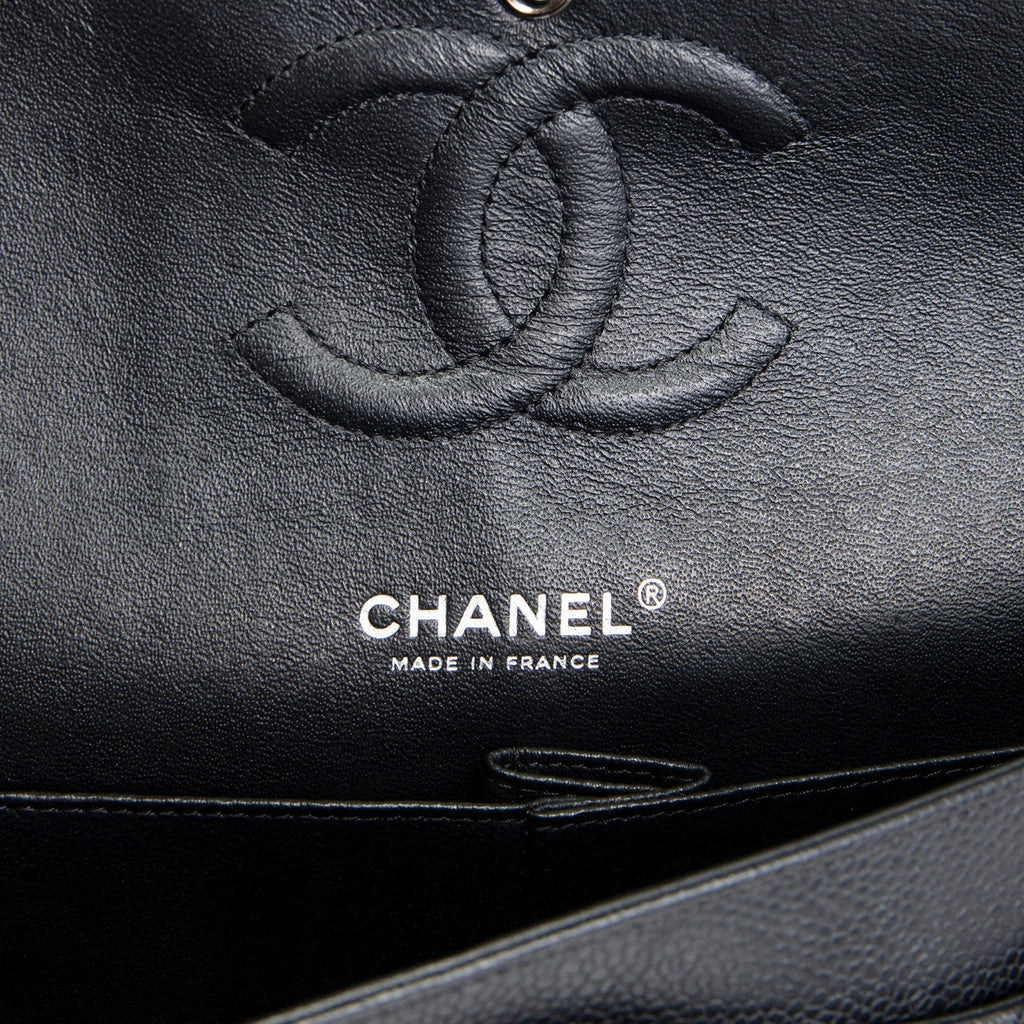 CH Classic Caviar Medium Double Flap - Black