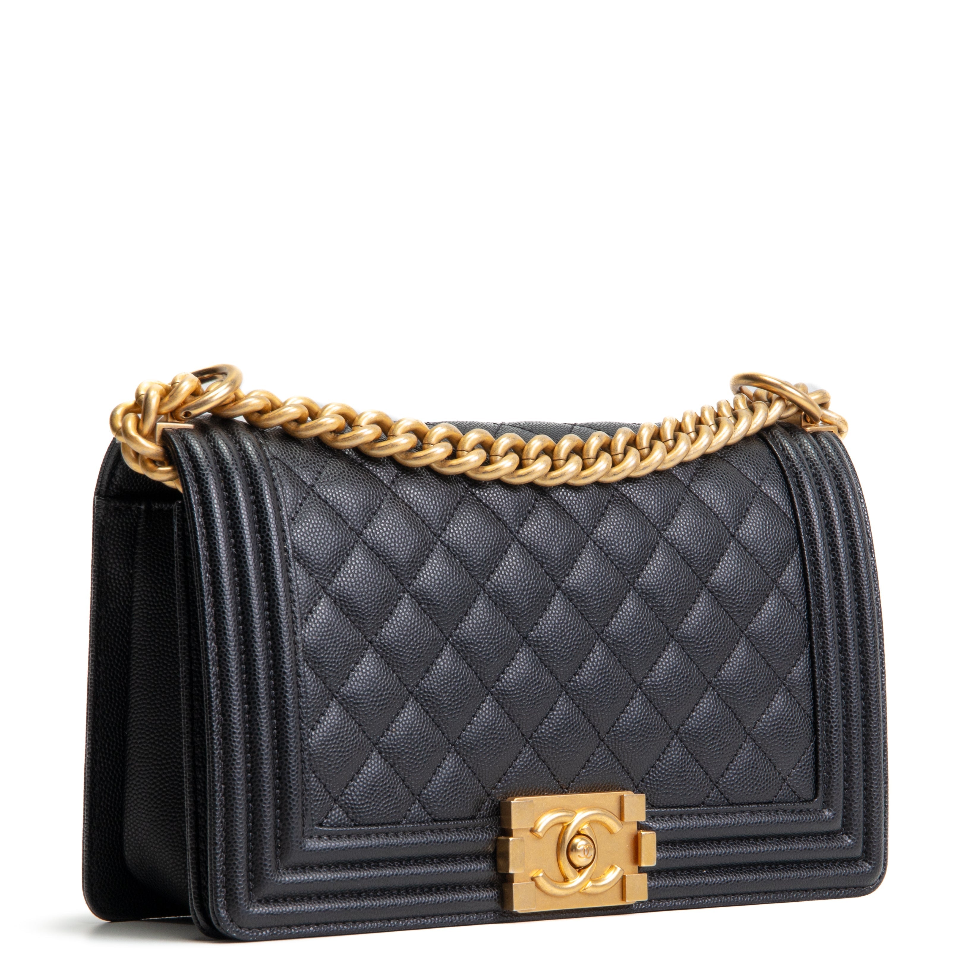 CH Caviar Medium Boy Bag - Black