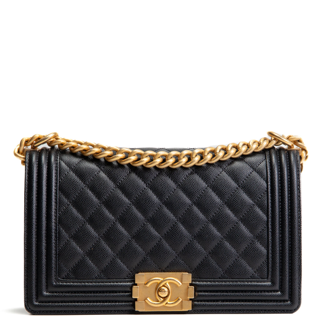 CH Caviar Medium Boy Bag - Black