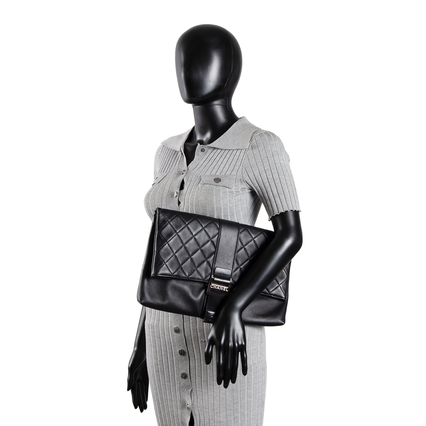 CH Grip Clutch Black Calfskin