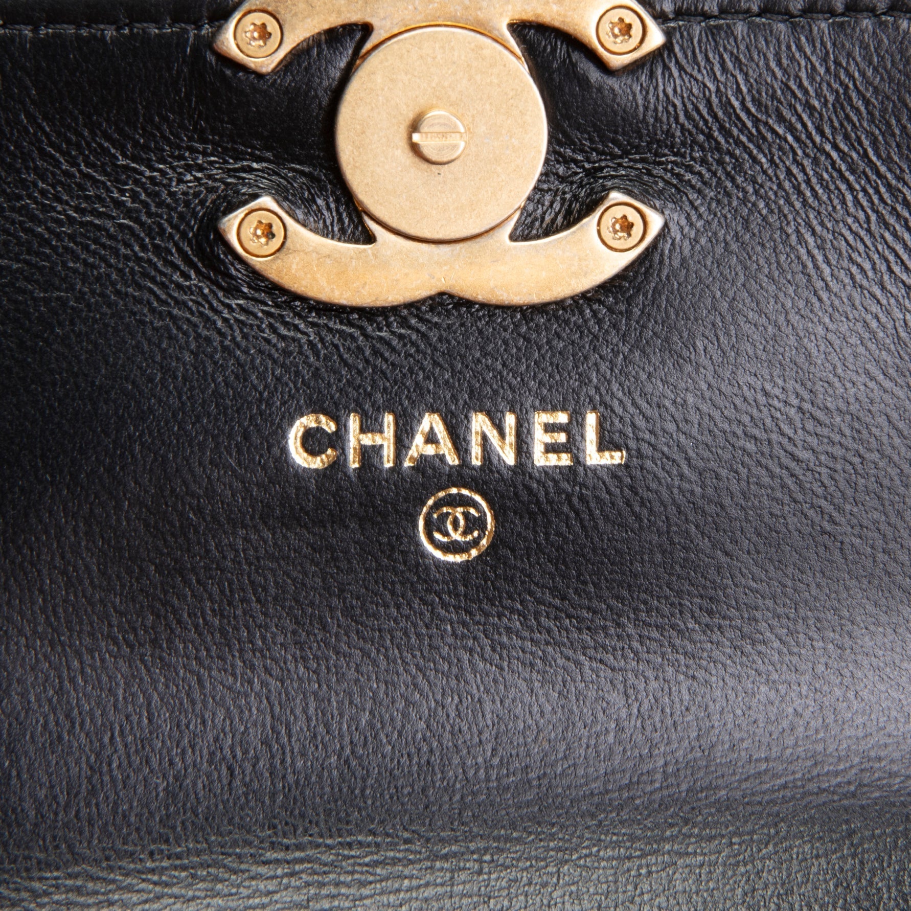 CH CC Flap Card Holder Belt Bag Lacquered Metal w/ Quilted Lambskin
