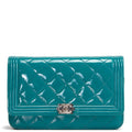 CH Patent Boy Wallet On Chain - Turquoise