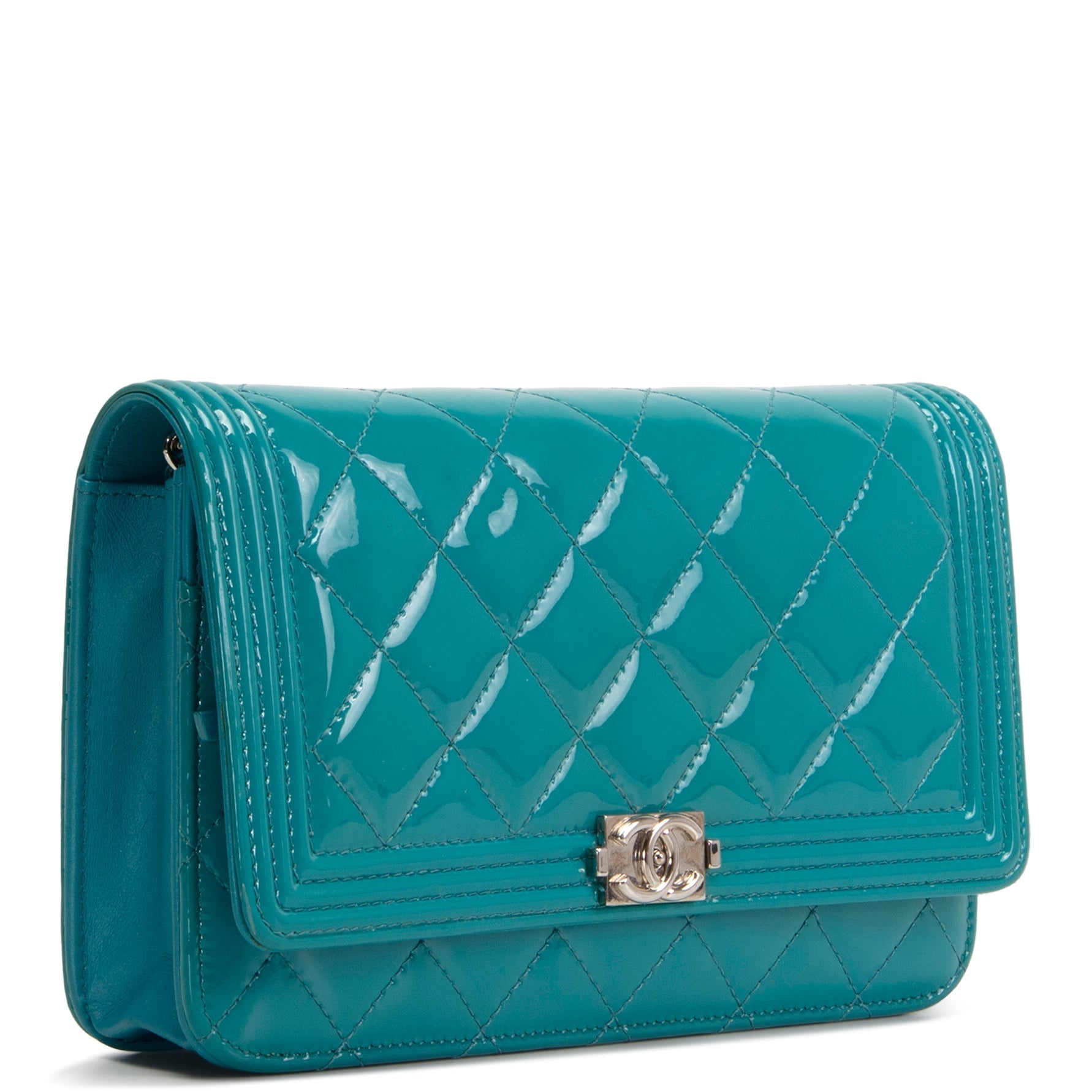 CH Patent Boy Wallet On Chain - Turquoise