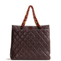 CH Vintage Lambskin Quilted CC Bakelite Turnlock Tote - Brown