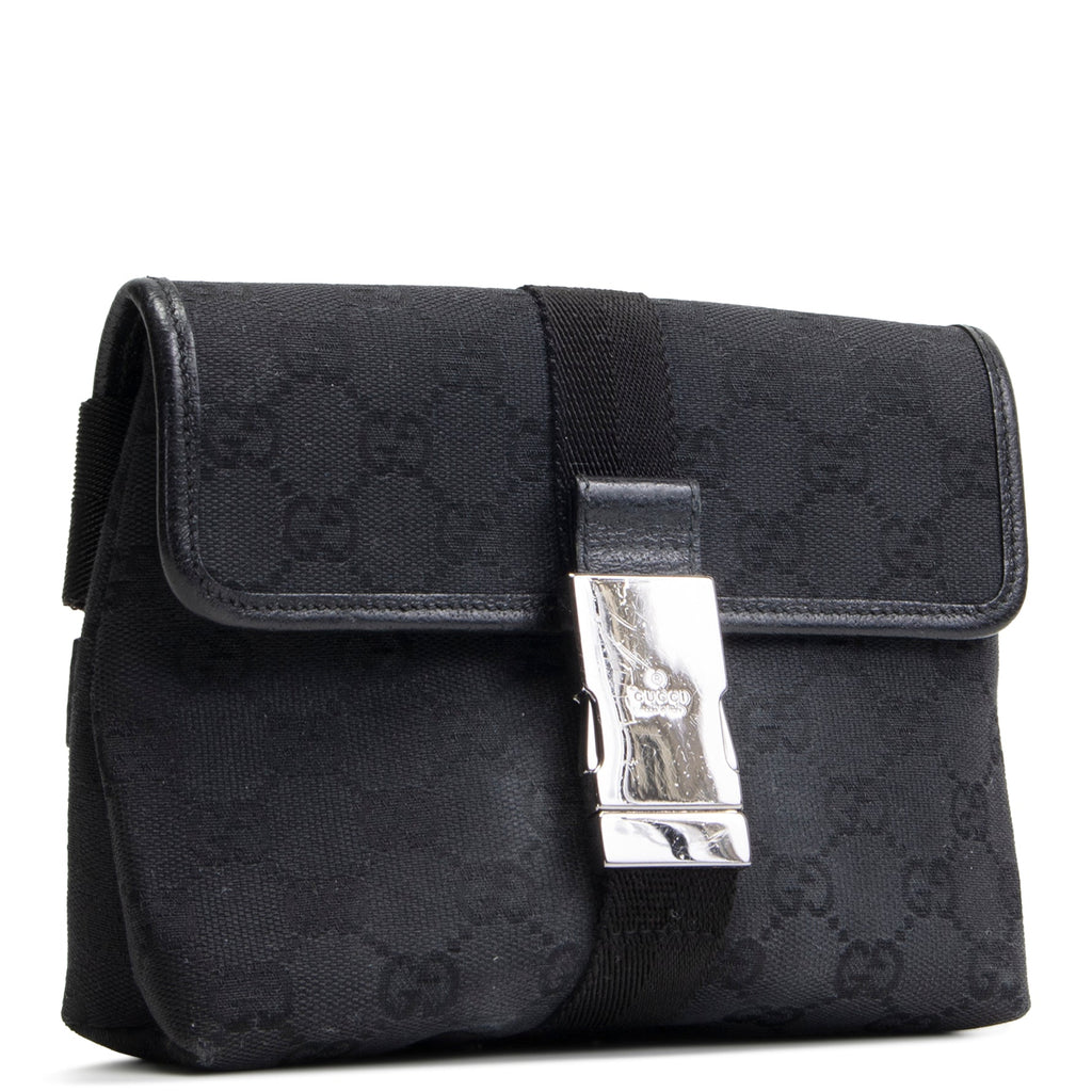 GU GG Canvas Waist Bag - Black OUTLET FINAL SALE