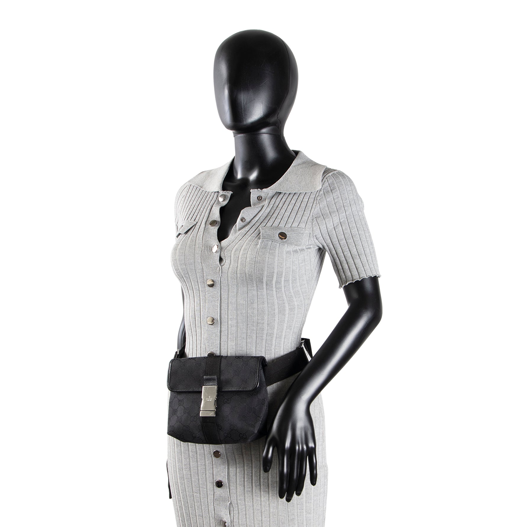 GU GG Canvas Waist Bag - Black OUTLET FINAL SALE