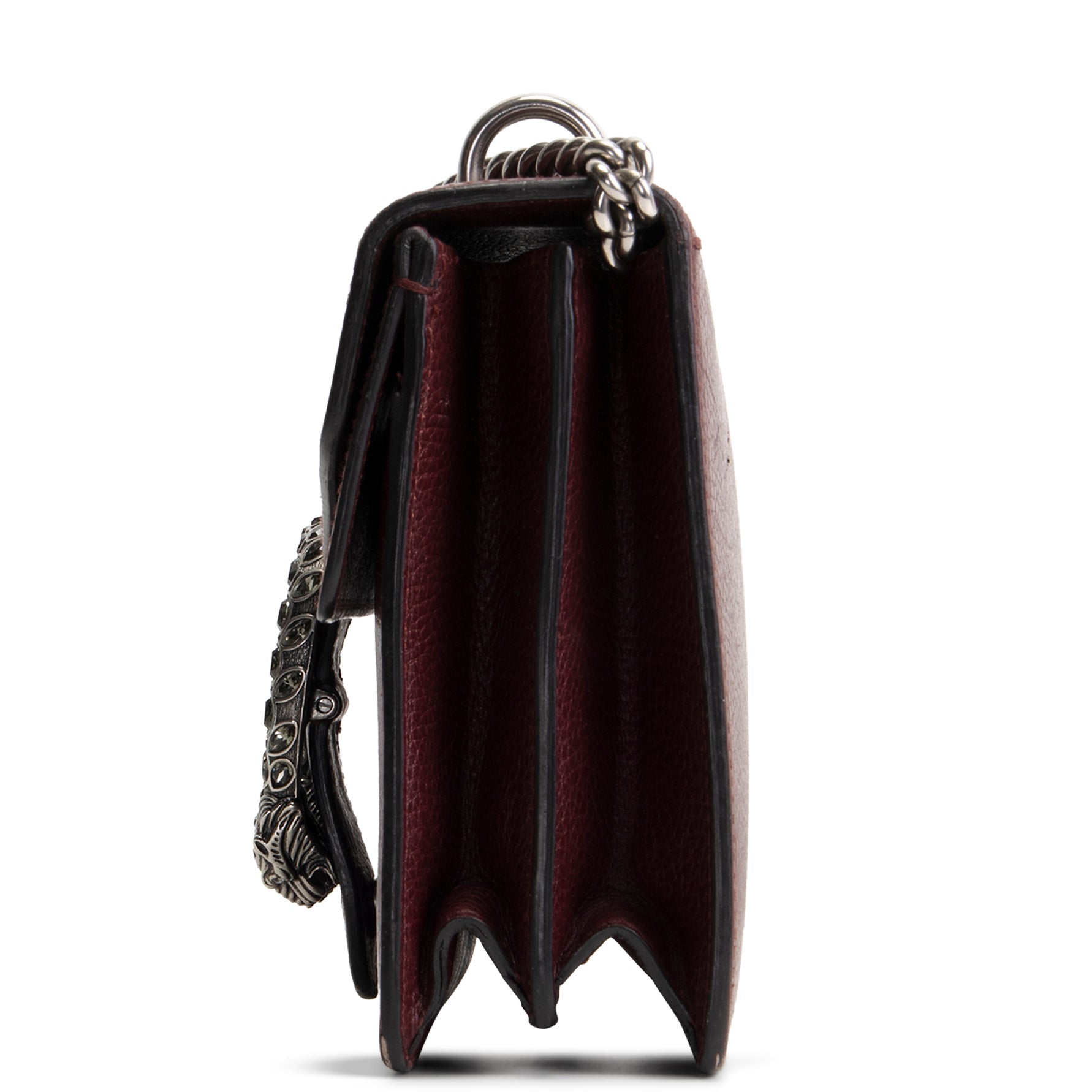 GU Leather Crystal Embellished Dionysus Small - Burgundy