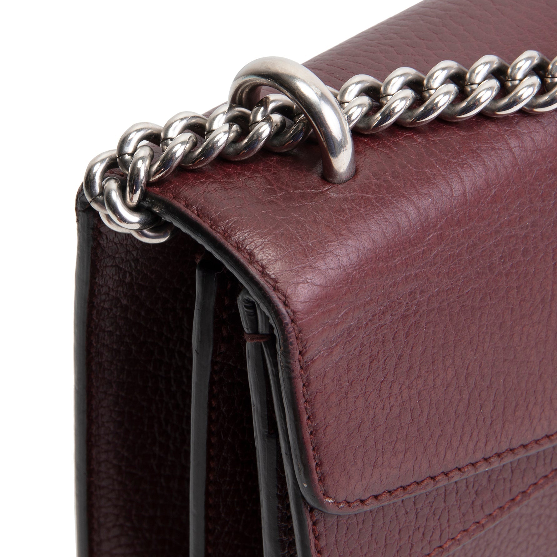 GU Leather Crystal Embellished Dionysus Small - Burgundy