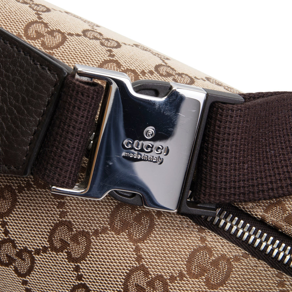 GU GG Canvas Belt Bag - Beige & Ebony