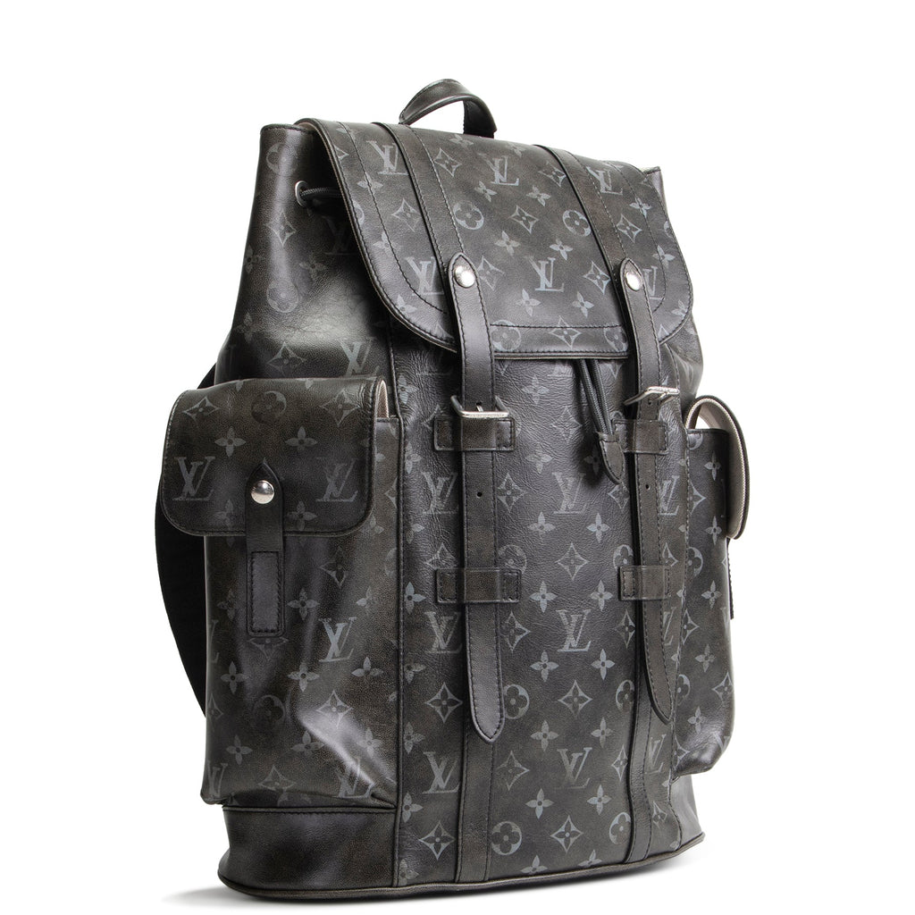 LV Christopher MM Brushed Monogram Eclipse Cowhide Backpack